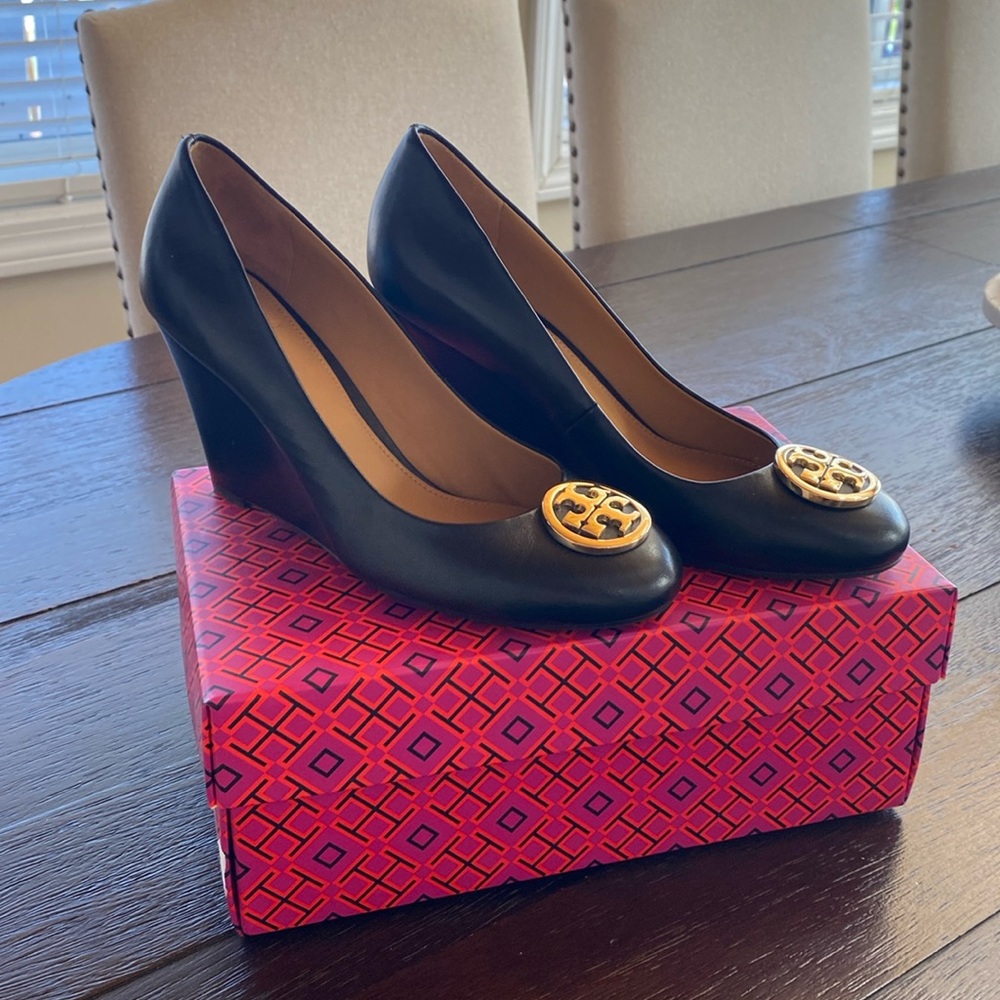 Tory Burch Benton 2 85 MM Closed Toe Wedge Nappa Leather